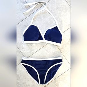 Freya Navy and White Bikini - Top Size 32DD and Bottoms Size Small